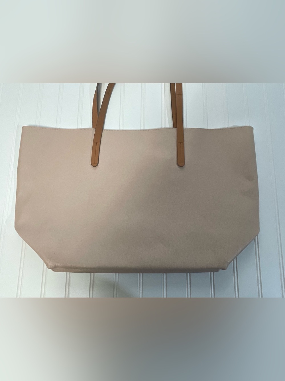 Boon Supply Blush Pink Vegan Leather Classic Tote with Tan Straps - Picture 7 of 16